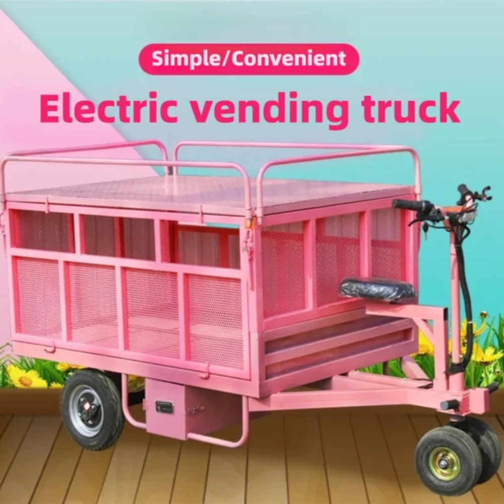 Snacks Food Stall - Elektrische driewielige platte kar met achteruitrijfunctie,