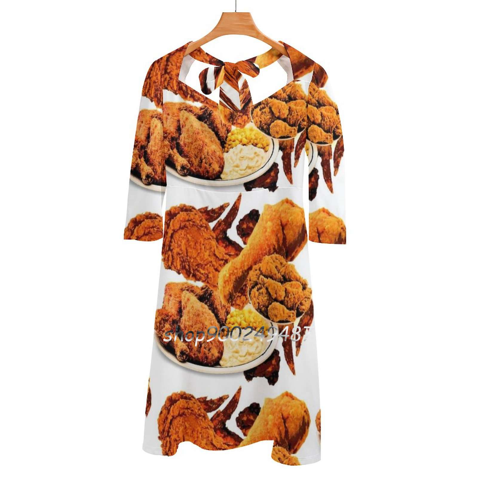 Yummy Food Snacks - Gebakken Kip Zoete Elegante Jurk Vrouwen