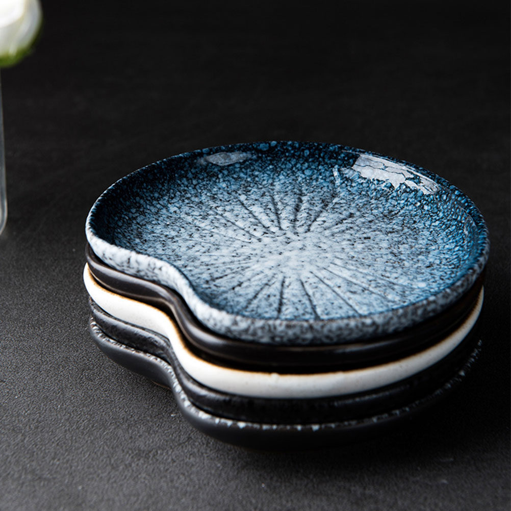 Food Snacks Restaurant - Keramische serveerschaal donkerbruin 5 inch lotusbladpatroon