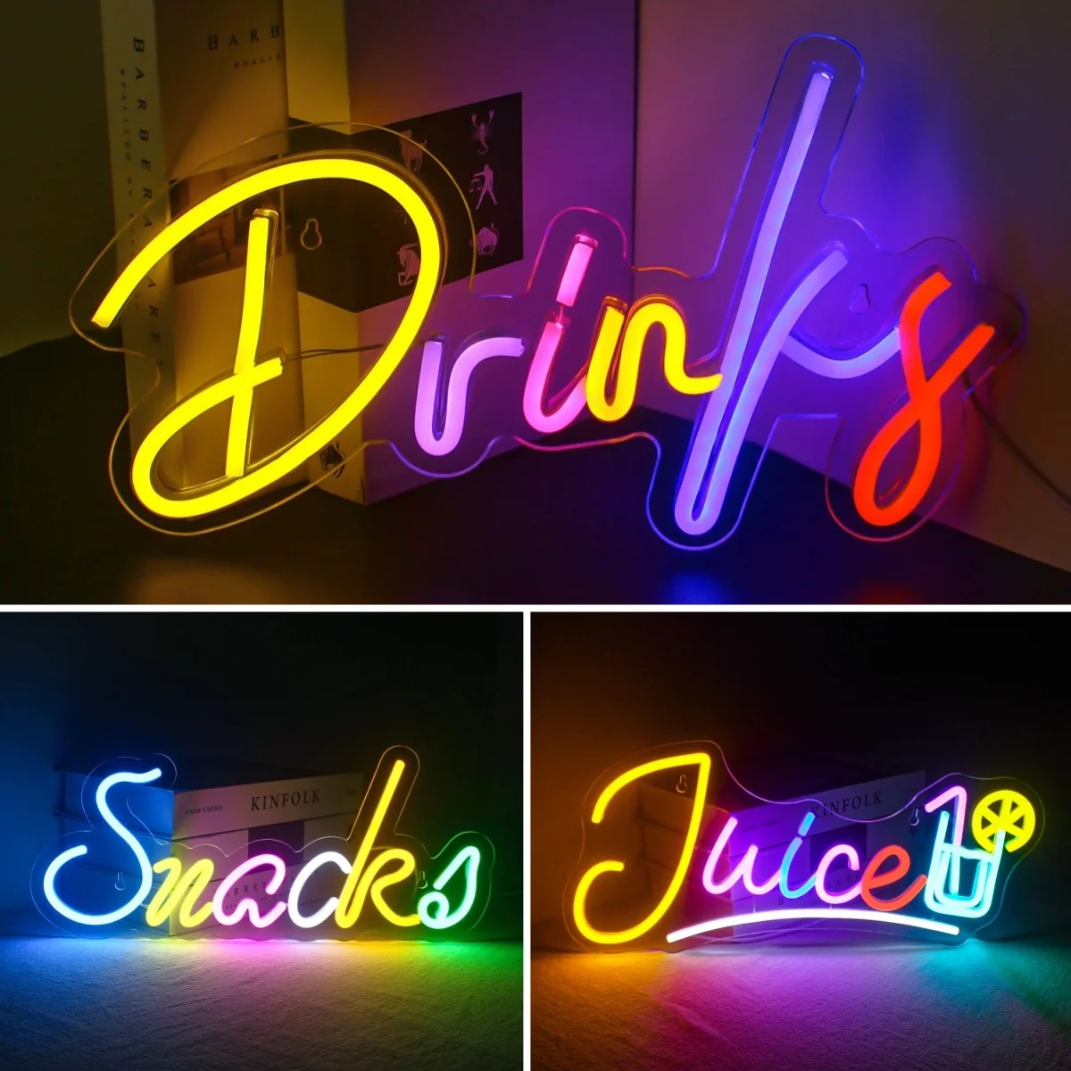 Drankjes en snacks Bar LED-neo - Food Snacks Background recensie en prijs